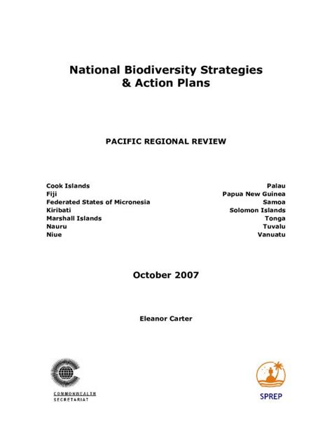 National Biodiversity Strategies And Action Plans Nbsap Pacific