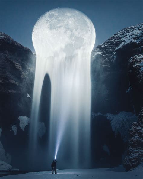 Justin Peters On Behance Moon Photography Beautiful Moon Waterfall