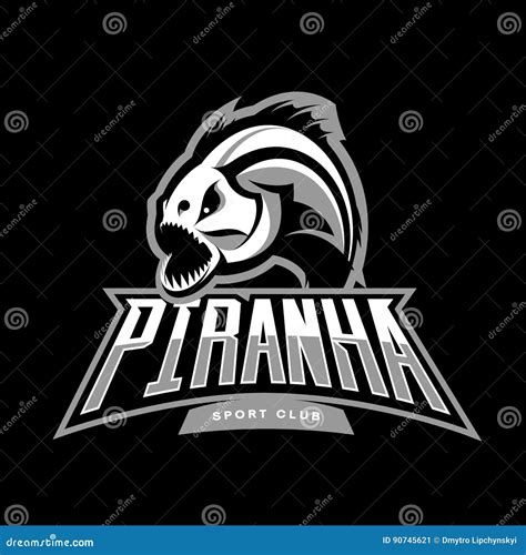 Furious Piranha Sport Vector Logo Concept Isolated On Black Background