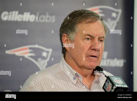 New England Patriots Head Coach Bill Belichick Speaks During A News