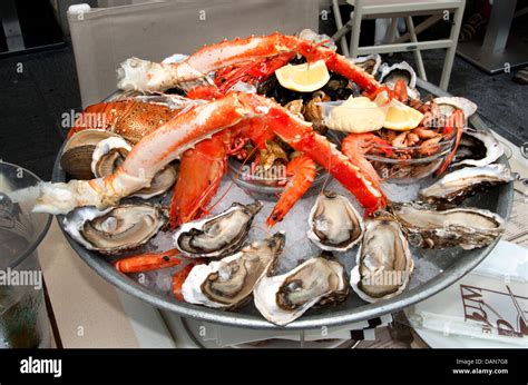 Fruits De Mer French Seafood Oysters Shrimp Lobster Periwinkle Crab