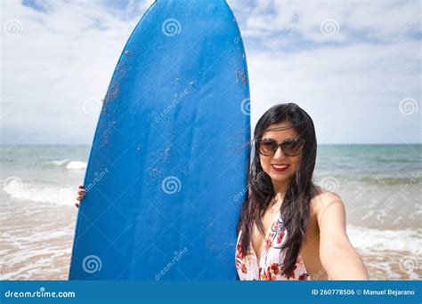 South American Woman Young And Beautiful Brunette With Sunglasses And