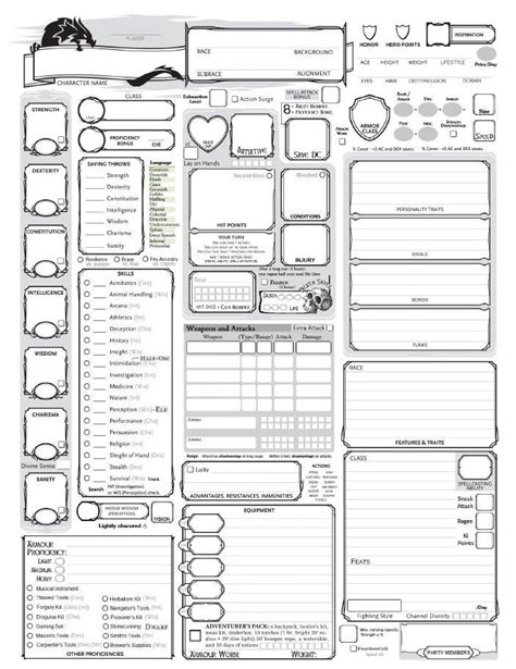 Google Sheets 5e Character Sheet Template