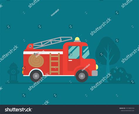 Red Fire Truck Vector Illustration Stock Vector Royalty Free