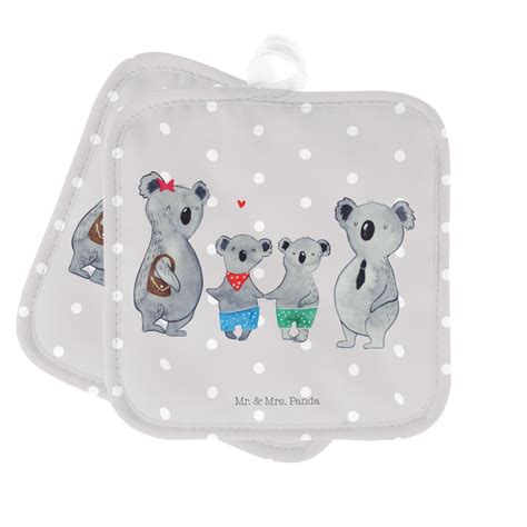 Mr And Mrs Panda Topflappen Koala Familie Zwei Grau Pastell