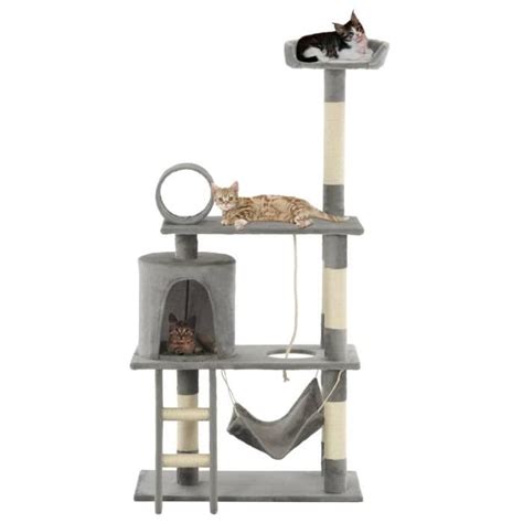 Arbre à chat avec griffoirs en sisal 140 cm Gris SALUTUYA TJ5265