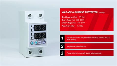 Din Rail Intelligent Adjustable Under Over Voltage Current Protector