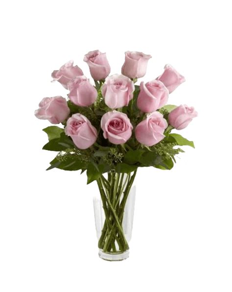 Dozen Pink Roses In Vase