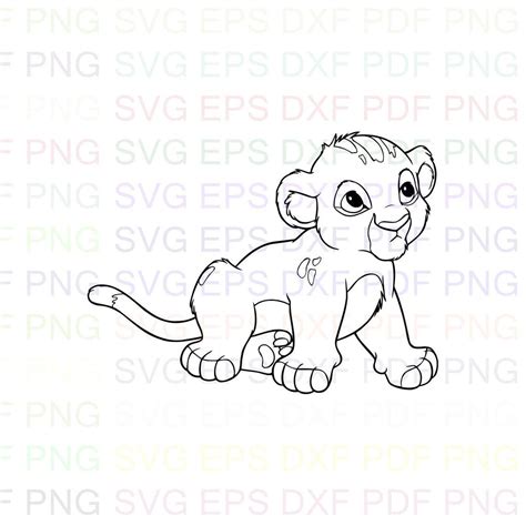 Simba Baby The Lion King Outline Svg Dxf Eps Pdf Png Cricut Etsy