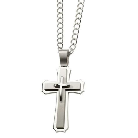 Mens Large Stainless Steel Cross Necklace Reeds Jewelers