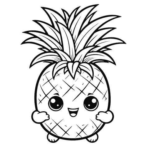 Premium Vector Kawaii Pineapple Coloring Page