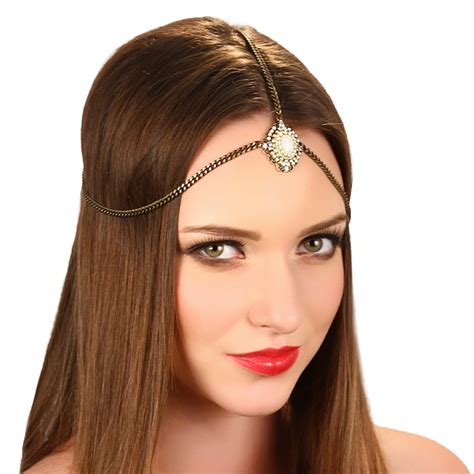 Boho Gypsy Chain Headpiece Crystal Grecian Chain Headpiece Etsy