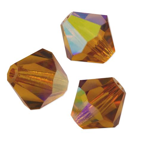 Preciosa Crystal Bicone Bead 6mm Topaz AB 10 Pcs