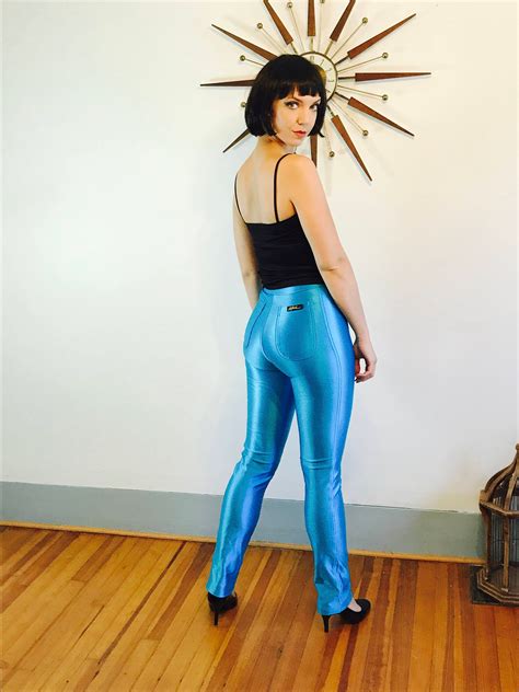 For Ren Spandex Disco Pants Le Gambi Pants Vintage S Aqua Blue