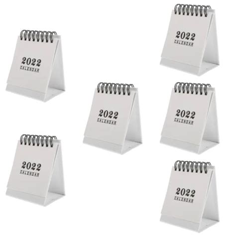 6 PC BLANCHE Papier Calendrier De Bureau 2022 Étudiant Debout Quotidien