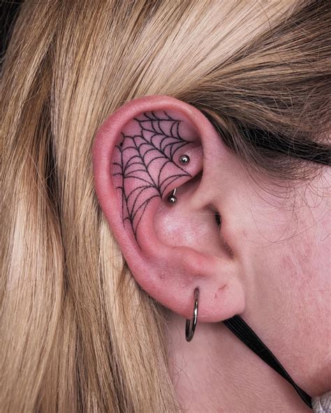 Spider Web Ear Tattoo