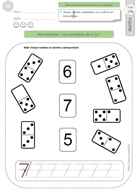 Gs Exercices Mathematiques Les Nombres 5 6 7 En Maternelle Grande