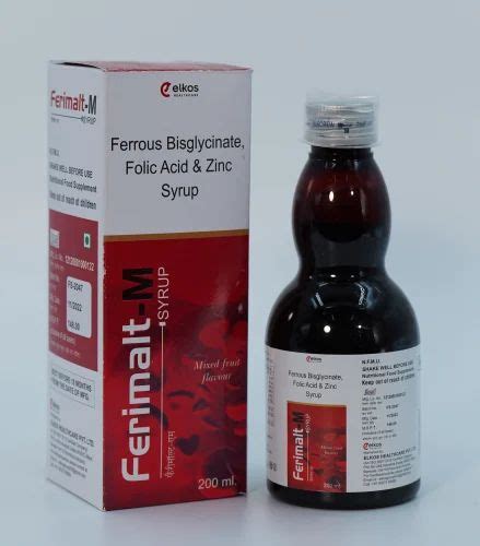 Ferrous Bisglycinate Folic Acid Zinc Syrup Food Packaging Size