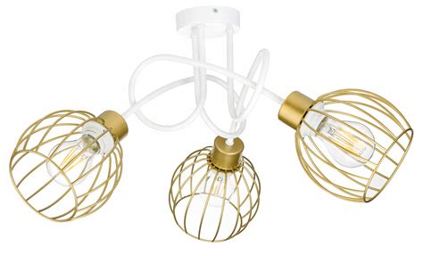 Lampa sufitowa żyrandol wisząca LOFT kręcona drut kula na 3x E27 złota