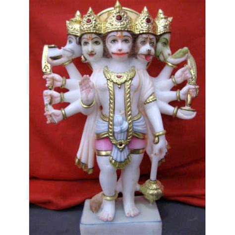 Pure White Panchmukhi Hanuman Ji Murti Statue Home Size Inches