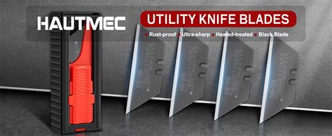 HAUTMEC Utility Knife Blades 10 Pack With Dispenser Standard