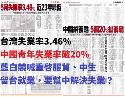 曾韋禎 On Twitter 侯友宜、柯文哲就是想犧牲台灣 幫中國解決失業問題 今天同時有兩條新聞，台灣失業率346，創23年新低