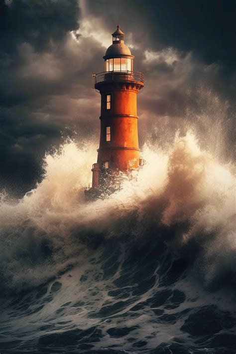 Wall Art Print Lighthouse In The Middle Of A Storm Surge Europosters