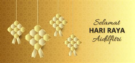 Golden Selamat Hari Raya Aidilfitri Pattern Background Wallpaper Hari