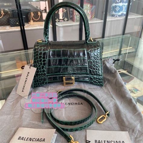 兜兜二手 Balenciaga巴黎世家 鱷魚壓紋hourglass S碼 沙漏包單肩包斜背包手提包 蝦皮購物