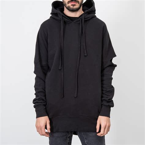 BLACK OVERSIZED DISTRESSED HOODIE|wolfensson