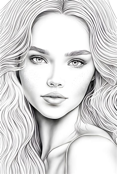 Drawing Of A Girl Coloring Page For Adults Zumipic