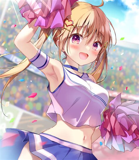 Kino Kino Konomi Original Commentary Request 1girl Armband Armpits Blonde Hair Blue