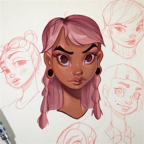 Girl With Pink Hair By ChrissieZullo Cartoon Art Styles Illustration