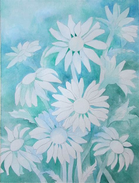 Painting Daisies Using Negative Watercolor Painting - Happy Family Art