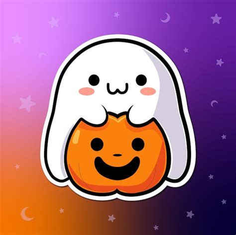 Premium Vector Ghost Sticker Trick Or Treat Halloween Vector Design