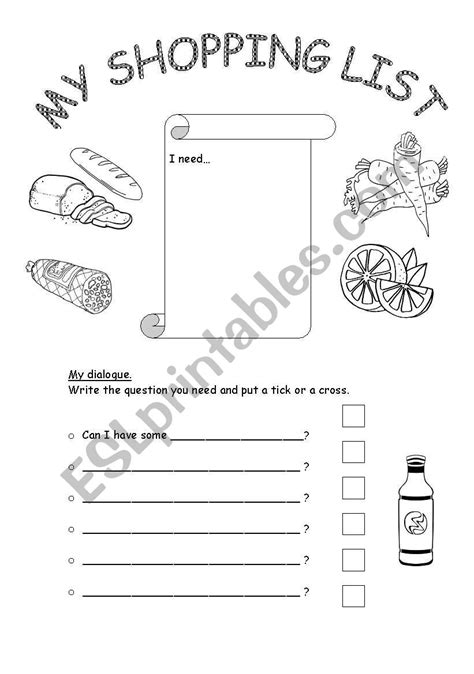 Shopping List Can I Have Esl Worksheet By Adnesilebcn