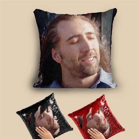 Nicolas Cage Pillow Nicolas Cage Sequin Pillow Christmas | Etsy