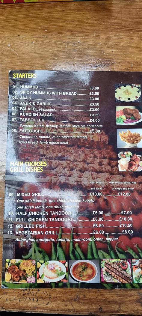 Menu At Kurdistan Restaurant Sheffield