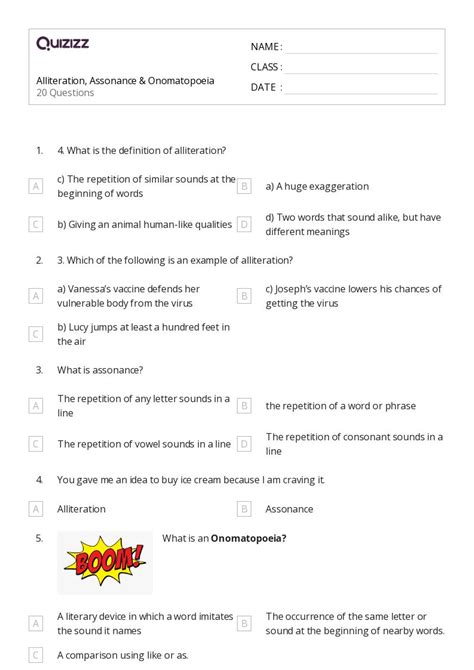 Lembar Kerja Onomatopoeia Untuk Kelas Di Quizizz Gratis Dapat