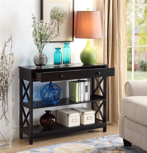 Convenience Concepts Oxford Drawer Console Table Black Walmart