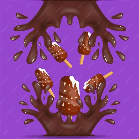 Premium Vector Chocolate Ice Cream With A Splash Of Chocolate