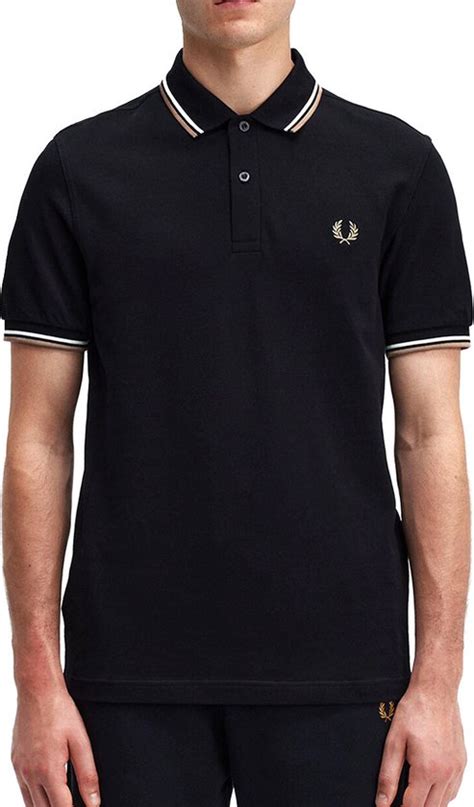 Fred Perry M3600 Polo Twin Tipped Shirt Pique Black Snow White