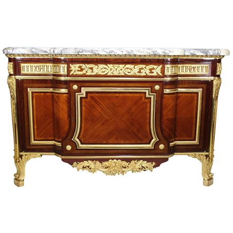 French Th Century Louis Xvi Style Ormolu And Marquetry Fontainebleau