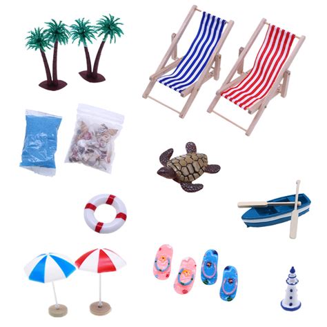 Hobeauty Miniature Umbrellas Dollhouse Beach Set Miniature Paradise