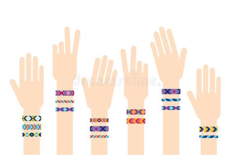 Hands With Hippy Friendship Bracelets Stock Vector Illustration Of