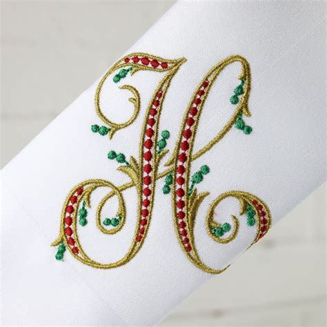 Set Of 6 Monogrammed Christmas Napkins Font 25 Christmas Monogram