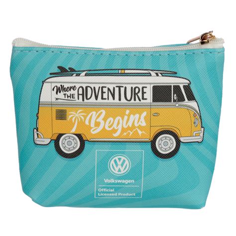 Volkswagen Campervan Adventure Begins Pvc Coin Purse Keep Your Money Safe