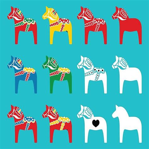 Dala Horses Dalarna Sweden Horse Dalecarlian Swedish Colorful By