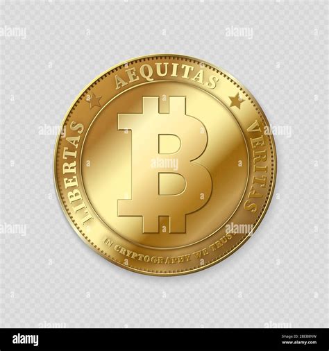 Realistic Gold Bitcoin On Transparent Background Golden Bitcoin