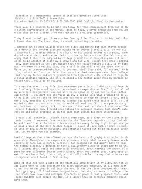 Transcript of Commencement Speech at Stanford Given by Steve Jobs | PDF | Typefaces | Typography